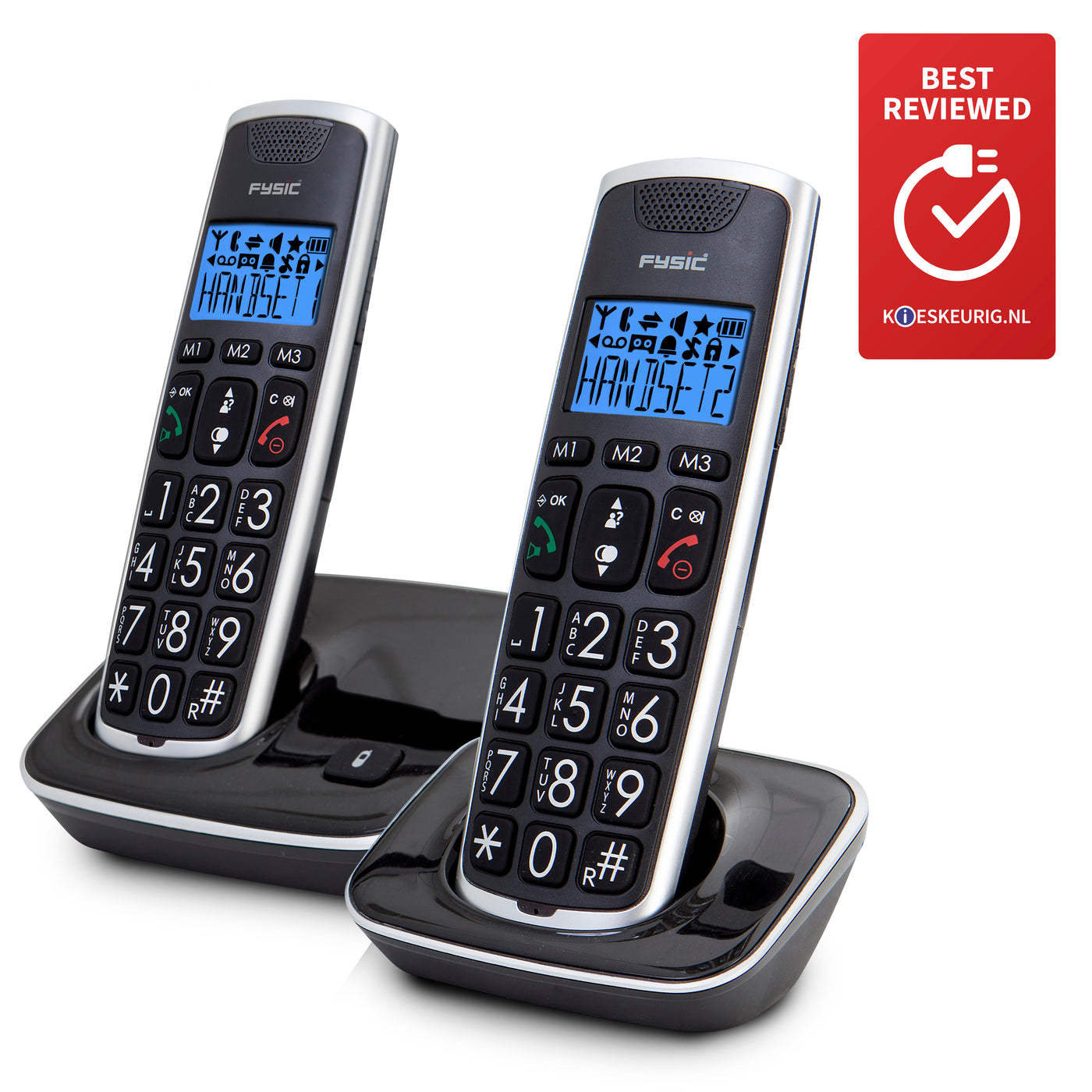 Fysic FX-6020 - Senioren DECT telefoon met grote toetsen en 2 handsets, zwart