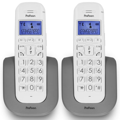 Profoon PDX-2608 DUO - DECT telefoon met grote toetsen en 2 handsets, wit