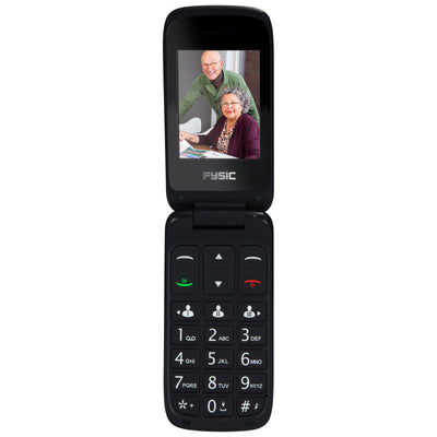 Fysic FM-9760ZT - Eenvoudige mobiele klaptelefoon voor senioren met SOS paniekknop, zwart