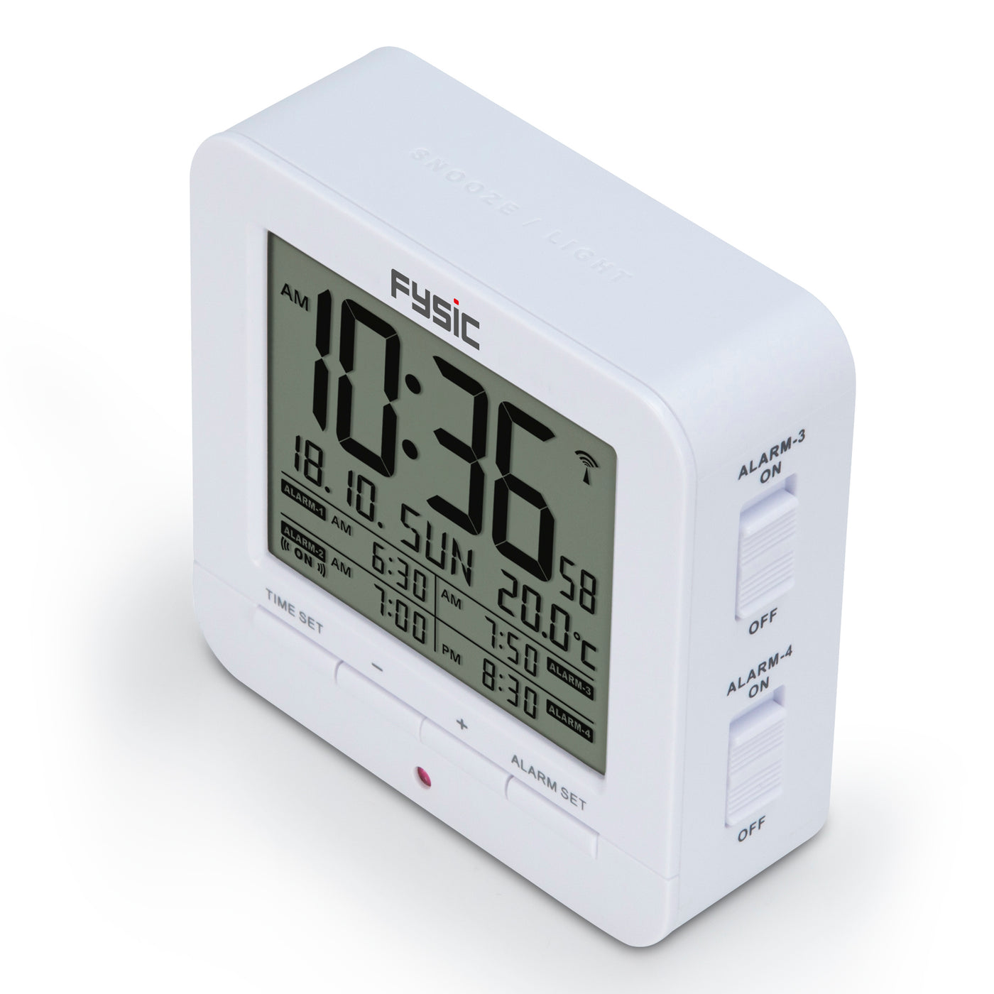 Fysic FKW-8 - Digitale wekker met temperatuurweergave, wit