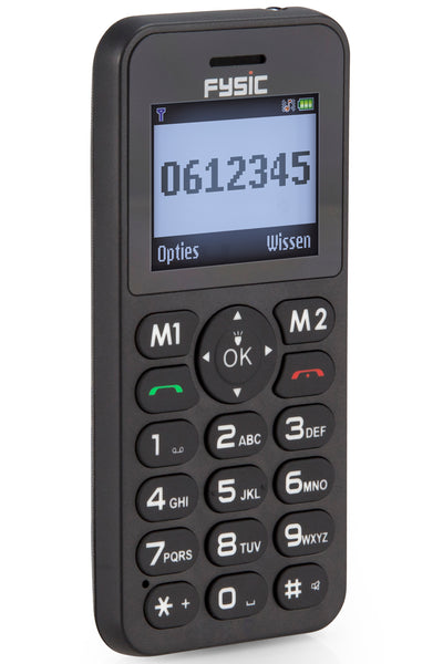 Fysic FM-7550 - Eenvoudige mobiele telefoon voor senioren met SOS paniekknop, zwart
