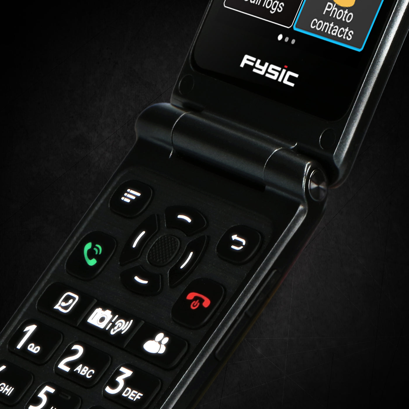 Fysic F20 - Eenvoudige mobiele klaptelefoon voor senioren met SOS paniekknop, zwart