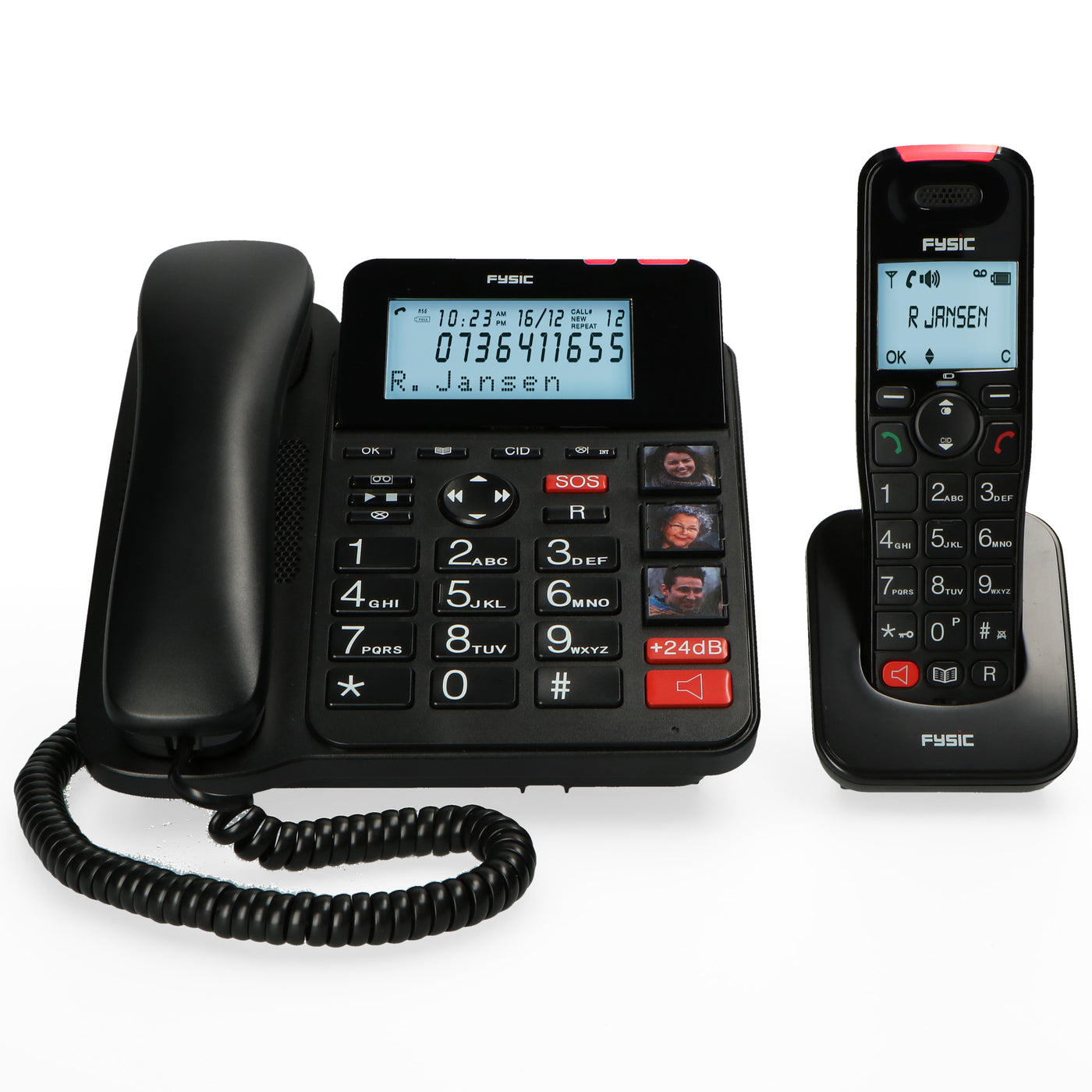 Fysic FX-8025 - Vaste telefoon met antwoordapparaat en DECT telefoon voor senioren, zwart