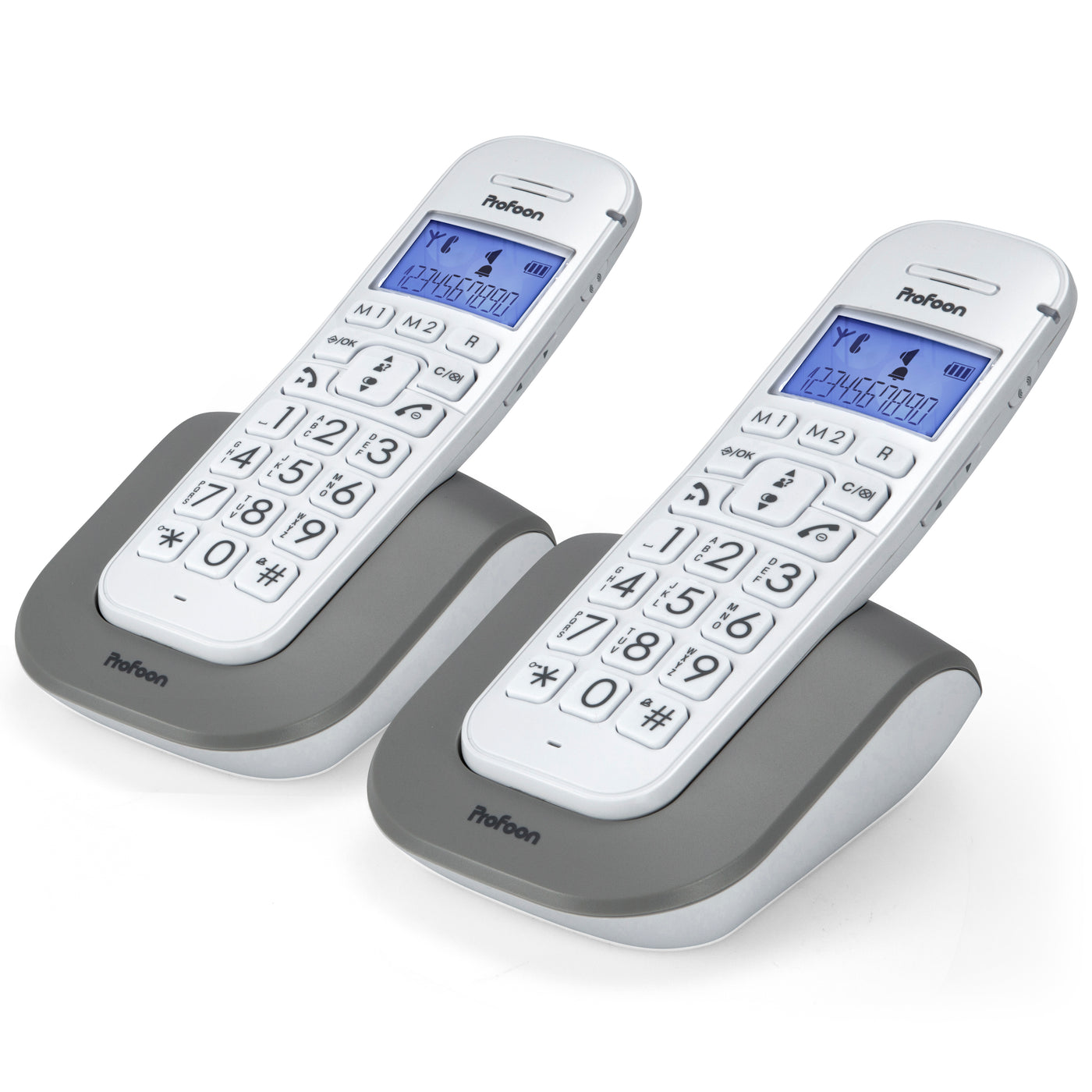 Profoon PDX-2608 DUO - DECT telefoon met grote toetsen en 2 handsets, wit