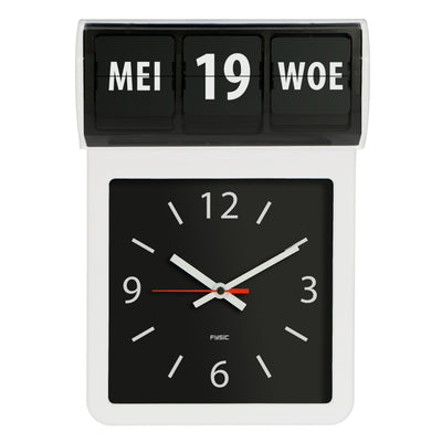 Fysic FK800 - Dementieklok / grote analoge wandklok met tijd, dag en datum, wit