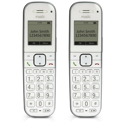 Fysic FX-9000 DUO - Senioren DECT telefoon met grote toetsen en 2 handsets, wit