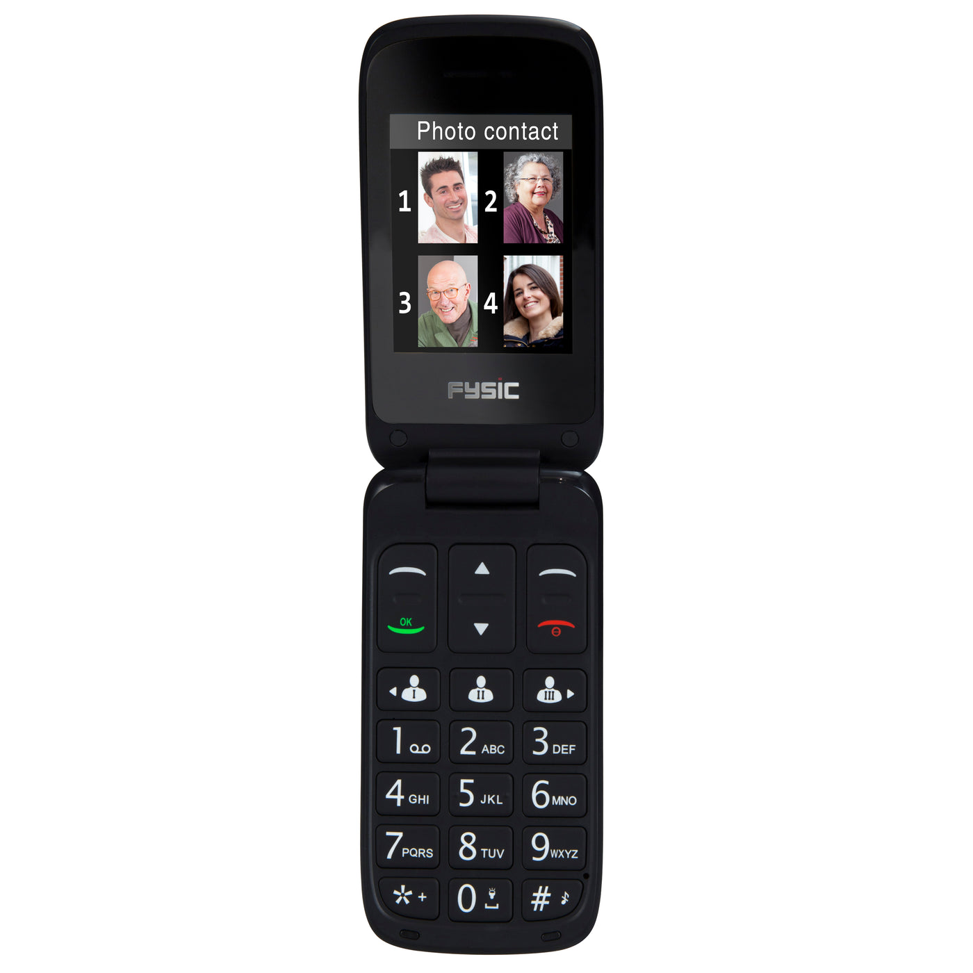 Fysic FM-9710RD - Eenvoudige mobiele klaptelefoon voor senioren met SOS paniekknop, rood