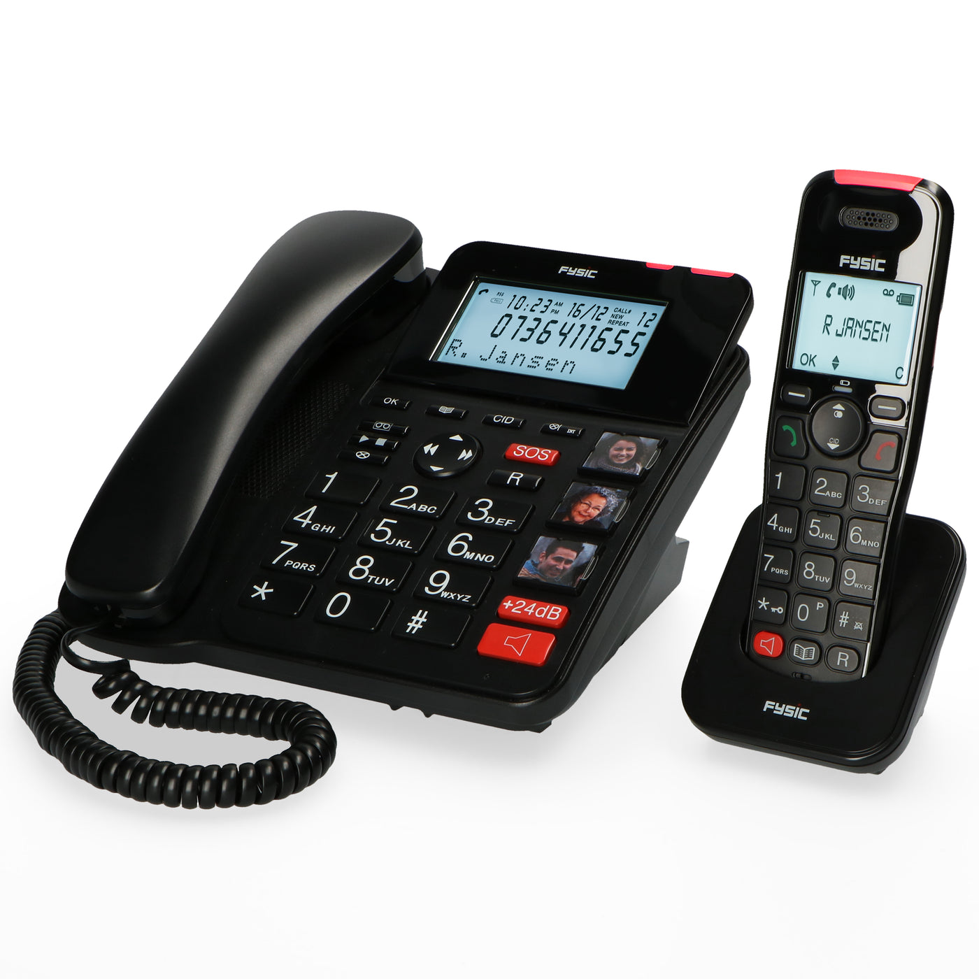 Fysic FX-8025 - Vaste telefoon met antwoordapparaat en DECT telefoon voor senioren, zwart