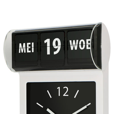 Fysic FK800 - Dementieklok / grote analoge wandklok met tijd, dag en datum, wit