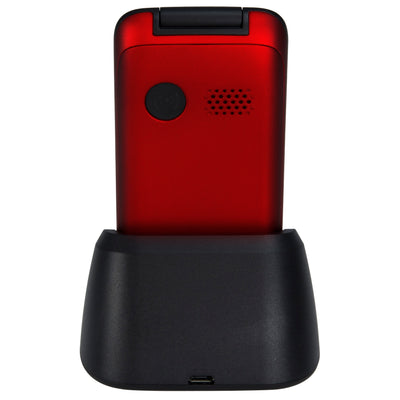 Fysic FM-9710RD - Eenvoudige mobiele klaptelefoon voor senioren met SOS paniekknop, rood