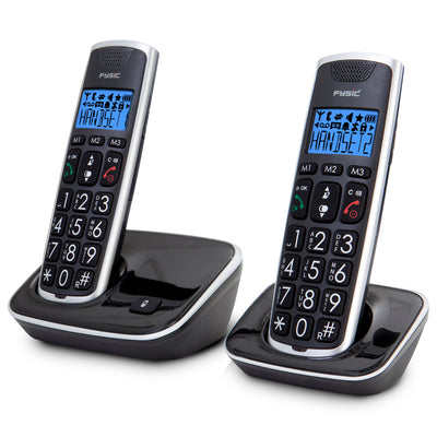 Fysic FX-6020 - Senioren DECT telefoon met grote toetsen en 2 handsets, zwart