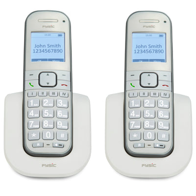 Fysic FX-9000 DUO - Senioren DECT telefoon met grote toetsen en 2 handsets, wit