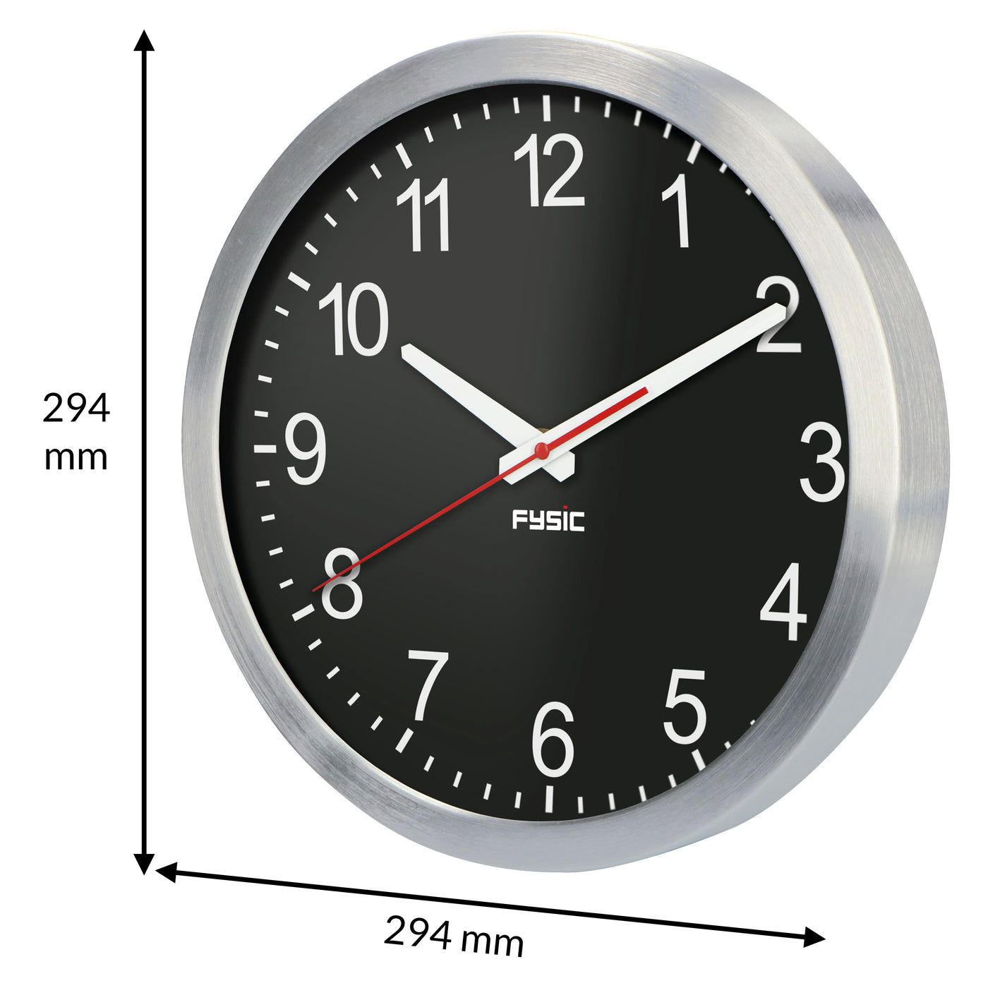 Fysic FK105 - Grote analoge wandklok, aluminium