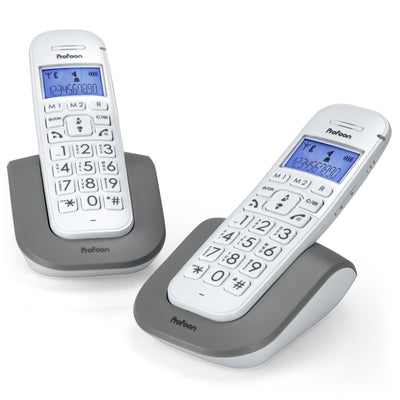 Profoon PDX-2608 DUO - DECT telefoon met grote toetsen en 2 handsets, wit