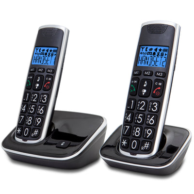 Profoon PDX-2728 - DECT telefoon met grote toetsen en 2 handsets, zwart