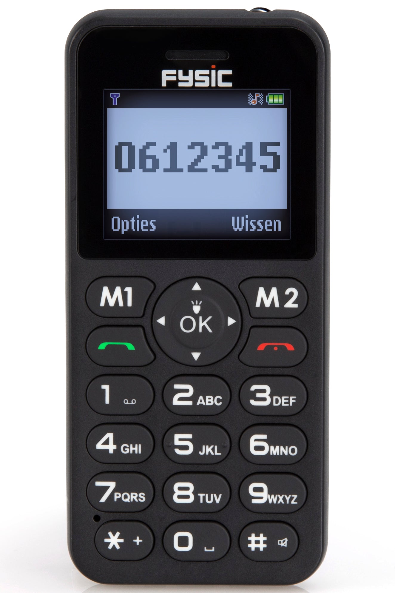 Fysic FM-7550 - Eenvoudige mobiele telefoon voor senioren met SOS paniekknop, zwart