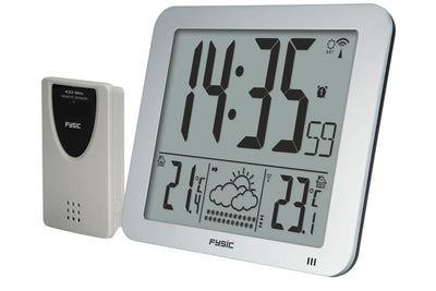 Fysic FKW-2500 - Grote digitale klok met temperatuurweergave, zilver