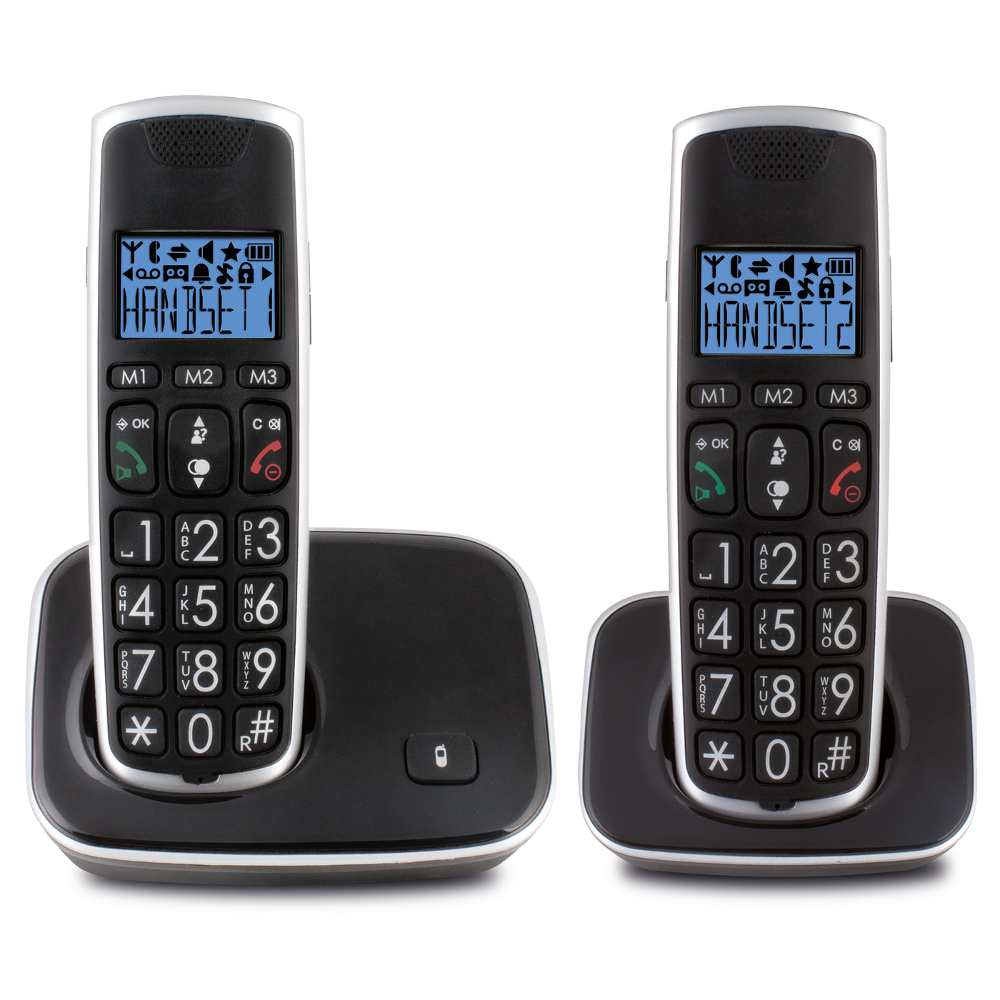 Profoon PDX-2728 - DECT telefoon met grote toetsen en 2 handsets, zwart