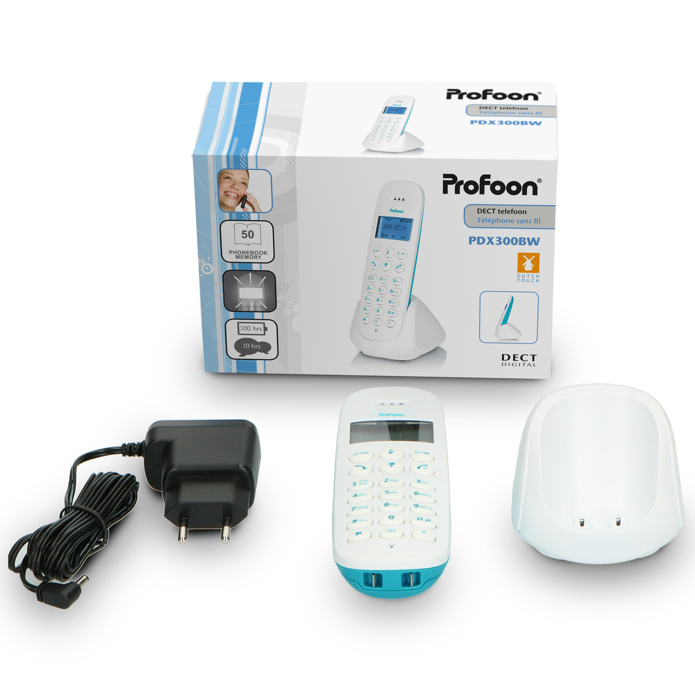 Profoon PDX-300BW - DECT telefoon met 1 handset, blauw