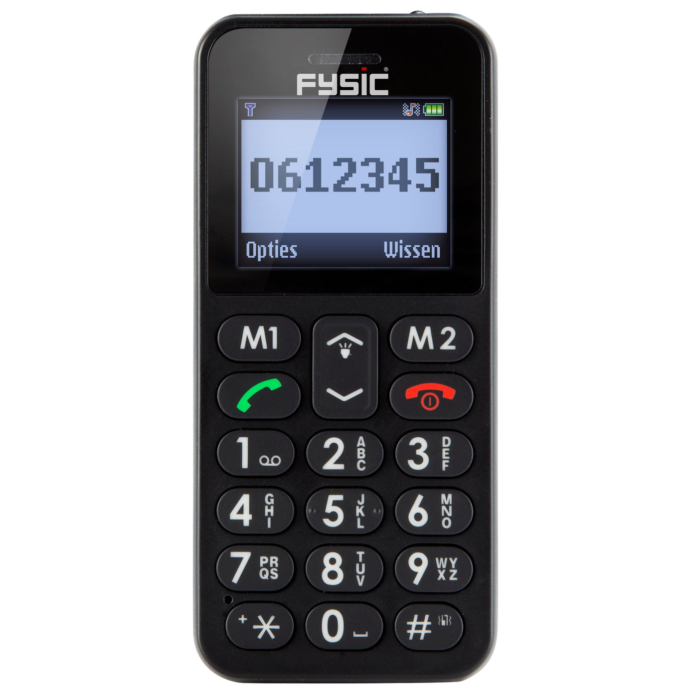 Fysic FM-6700 - Eenvoudige mobiele telefoon voor senioren met SOS paniekknop, zwart