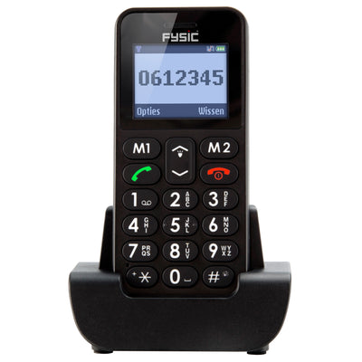 Fysic FM-6700 - Eenvoudige mobiele telefoon voor senioren met SOS paniekknop, zwart