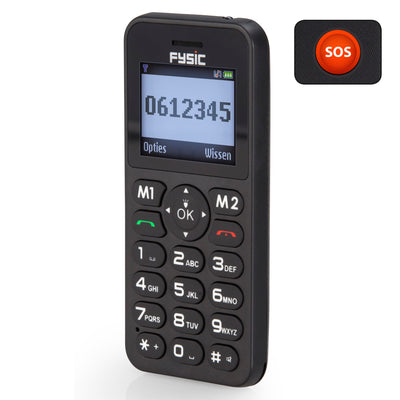 Fysic FM-7550 - Eenvoudige mobiele telefoon voor senioren met SOS paniekknop, zwart