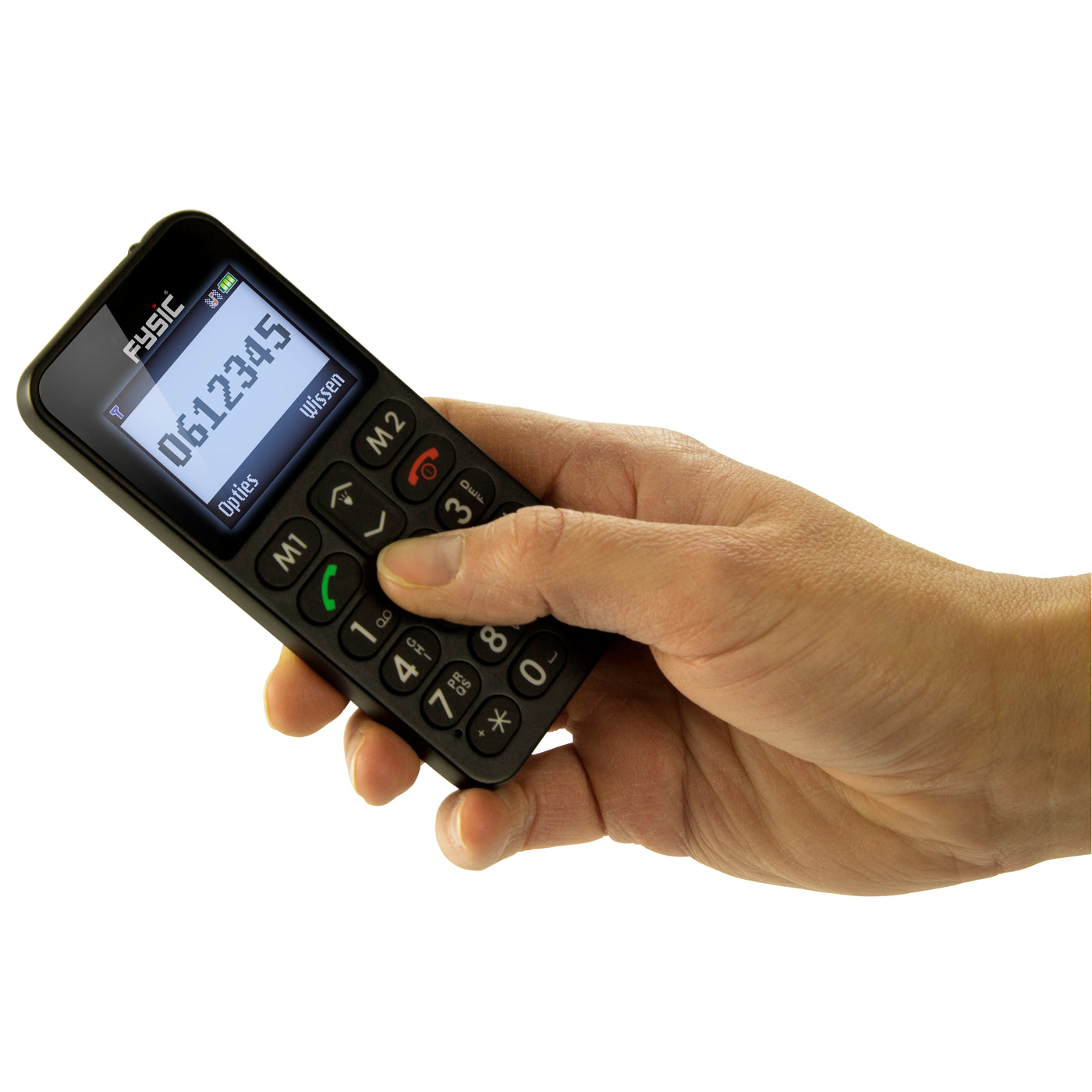 Fysic FM-6700 - Eenvoudige mobiele telefoon voor senioren met SOS paniekknop, zwart