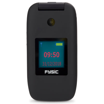 Fysic FM-9260 - Eenvoudige mobiele klaptelefoon voor senioren met SOS paniekknop, zwart