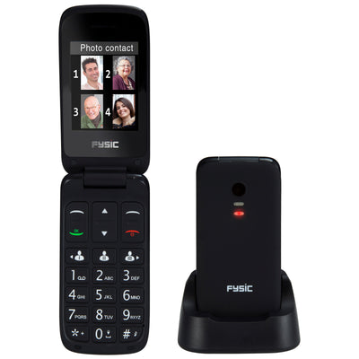Fysic FM-9760ZT - Eenvoudige mobiele klaptelefoon voor senioren met SOS paniekknop, zwart
