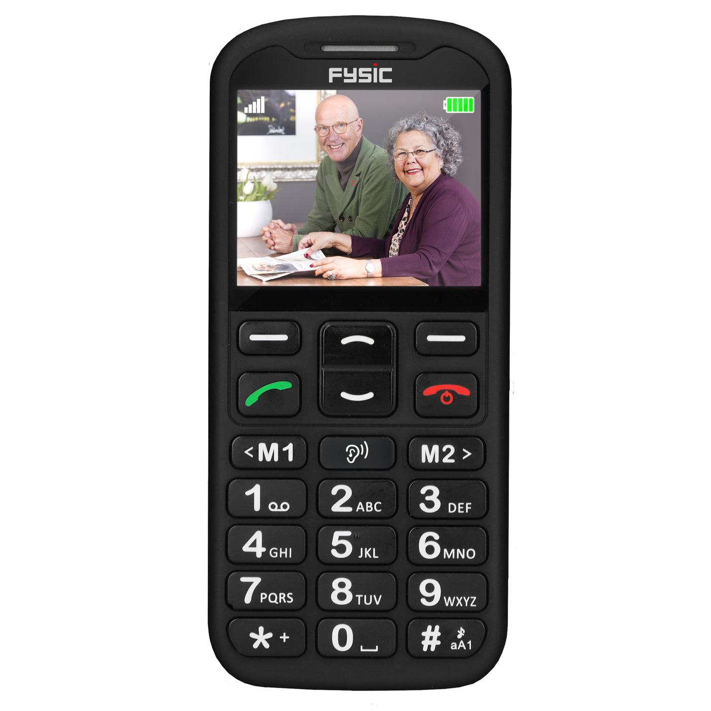 Fysic F10 - Eenvoudige mobiele telefoon voor senioren met SOS paniekknop, zwart