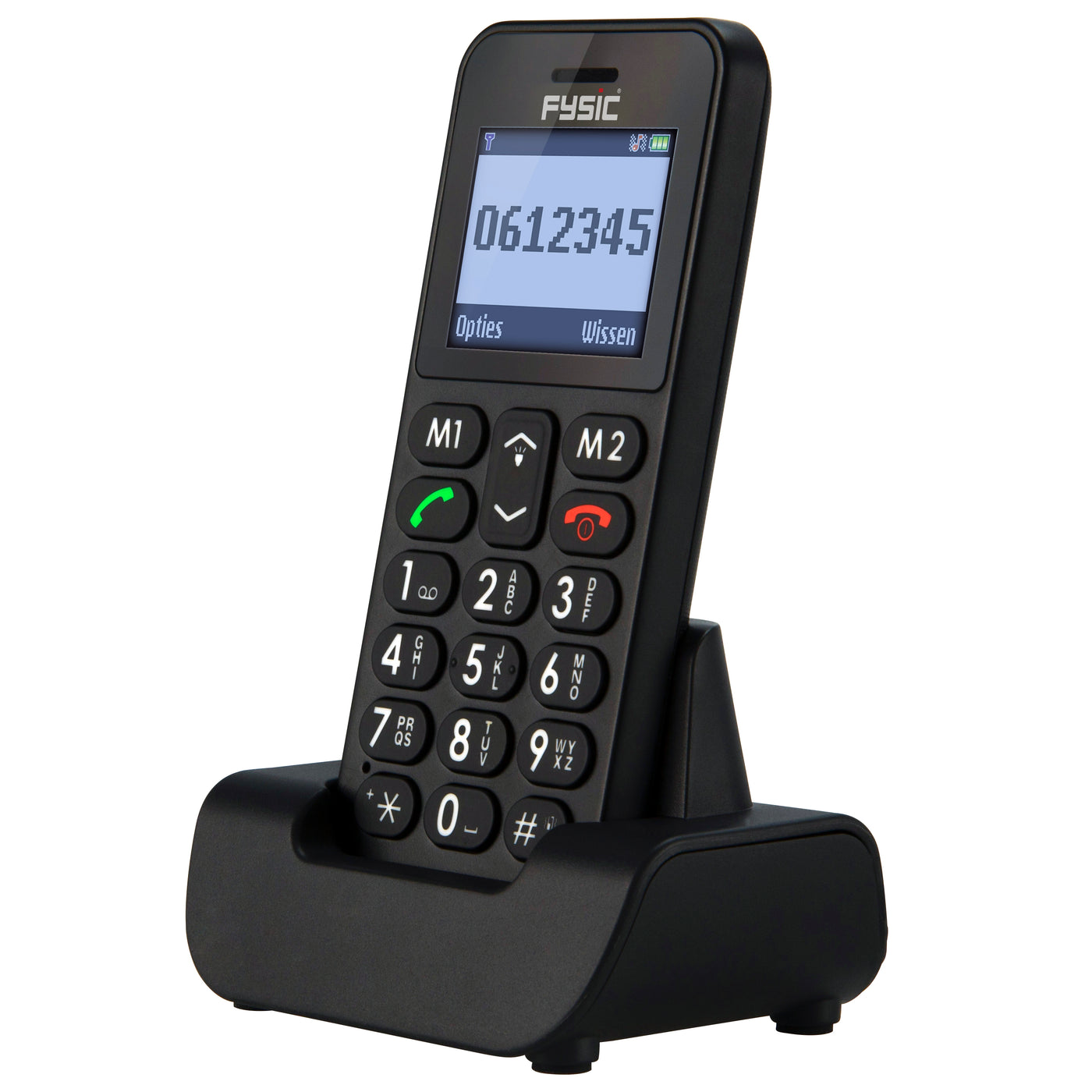 Fysic FM-6700 - Eenvoudige mobiele telefoon voor senioren met SOS paniekknop, zwart