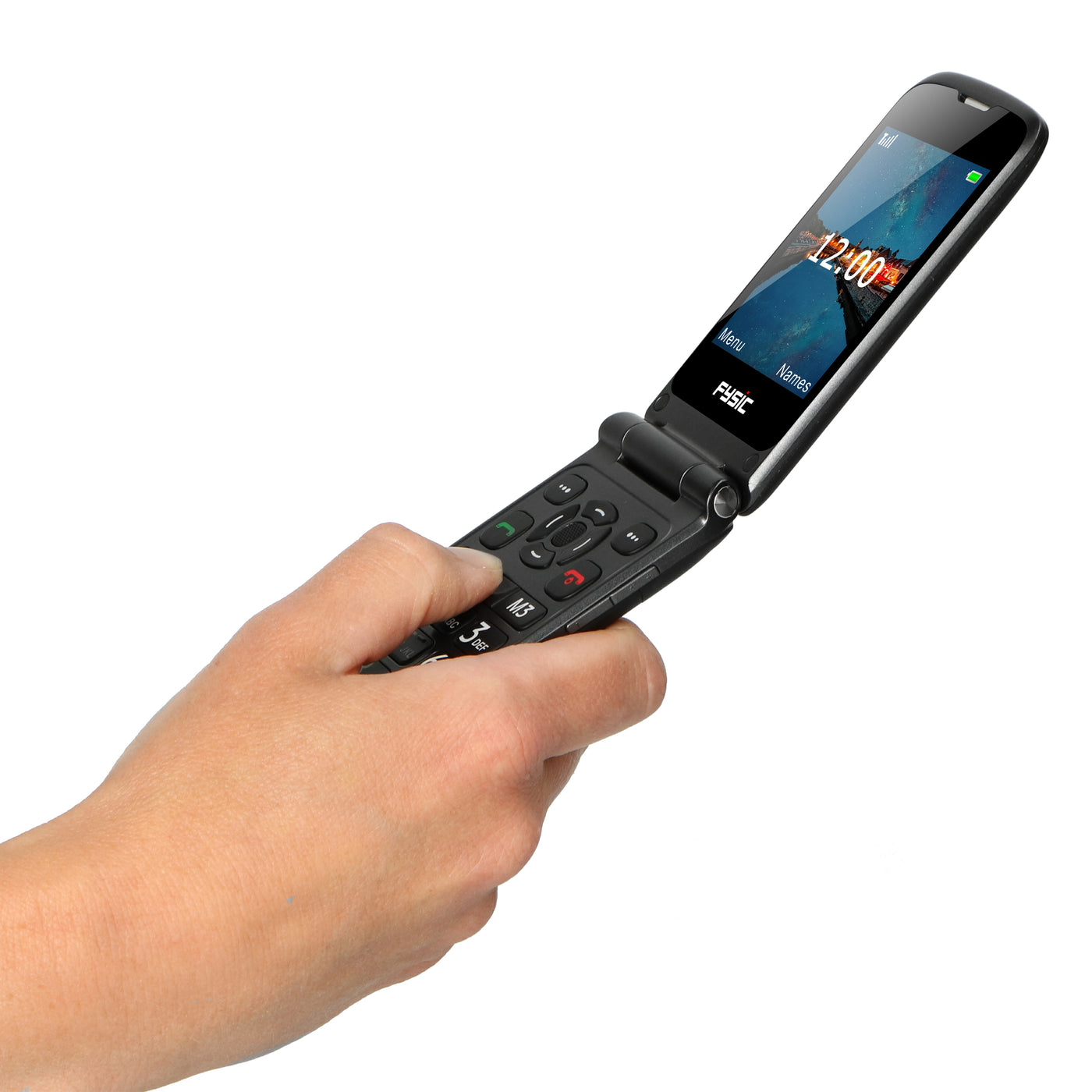 Fysic F15 - Mobiele klaptelefoon voor senioren met SOS paniekknop, zwart