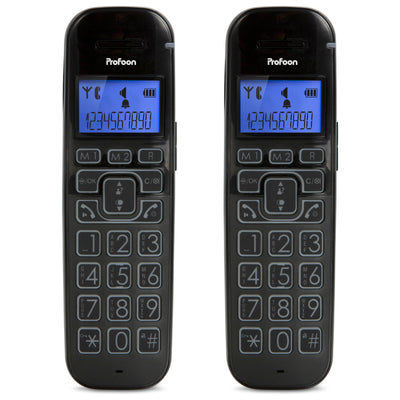 Profoon PDX-2808 DUO - DECT telefoon met grote toetsen en 2 handsets, zwart