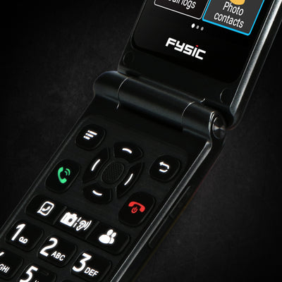 Fysic F20 - Eenvoudige mobiele klaptelefoon voor senioren met SOS paniekknop, zwart