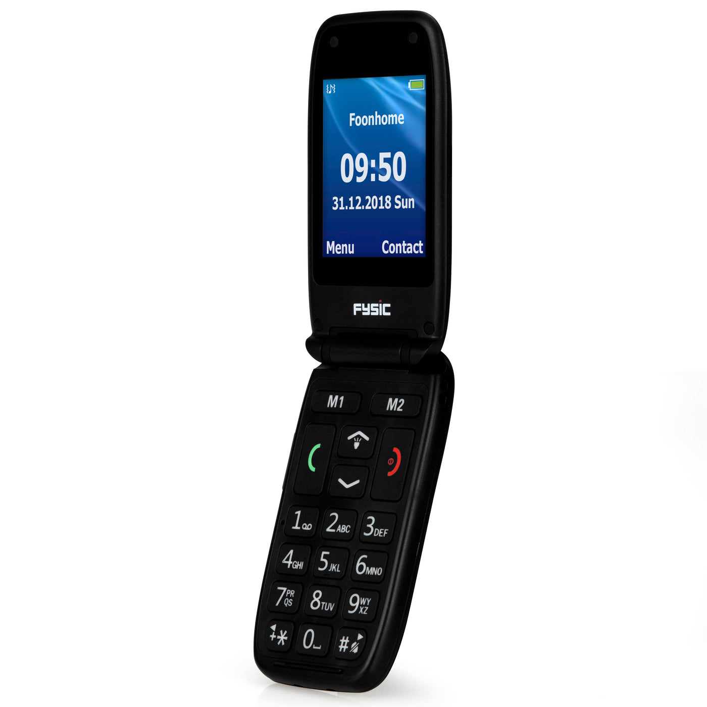 Fysic FM-9260 - Eenvoudige mobiele klaptelefoon voor senioren met SOS paniekknop, zwart